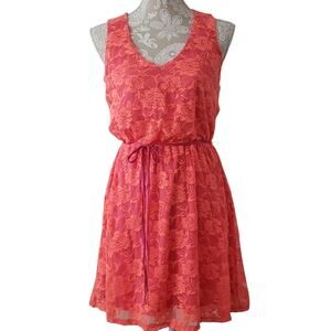 Paper Doll Orange Lace Overlay Dress Small